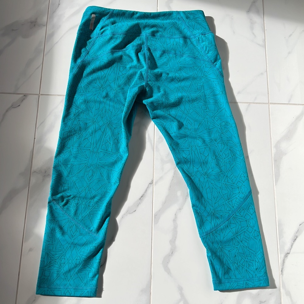 Zella Yoga Cropped Turquoise Abstract Print Leggings Women’s Small - Picture 3 of 11